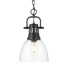 Golden 3602-S BLK-CLR - Yep by Golden Lighting Duncan 1-light 9in chain hung Pendant in Matte Black and Clear Glass